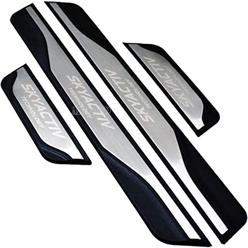 MTAWD Stainless Car Door Sill Scuff Plate Guard Pedal Protectors for Mazda 3 6 2014-2018