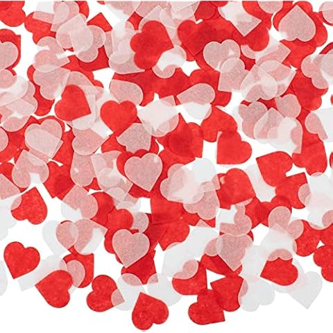 6000 Stück Konfetti Hochzeit, 2,5cm Konfetti Herzen Papier Rot Weiß Rosa Herzkonfetti Tisch Dek Cover