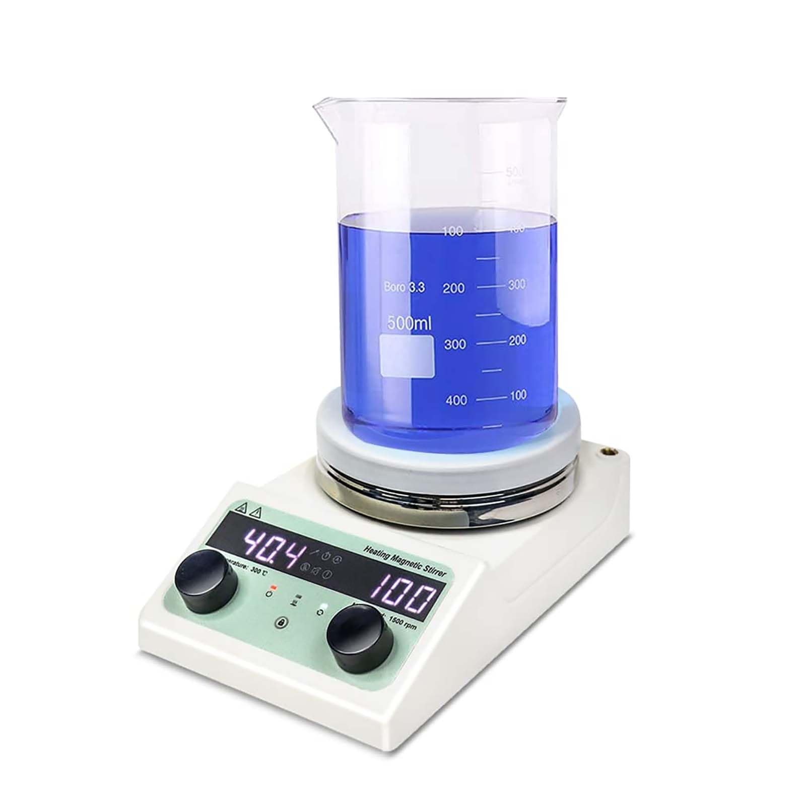 Agitador magnético Digital de Placa calefactora con función de temporización, Placa de agitación de Laboratorio con Barra agitadora y Sensor de Temperatura, 100-1500 RPM, Mezclador