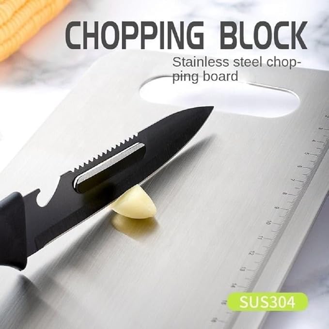 Image of Stainless Steel Cutting Board for Kitchen Large | Steel Chopping Board Heavy Duty | Vegetable Cutting Board | Hygienic, Rust-Proof & Durable Steel Chopper Board for Kitchen Use (41 * 31)