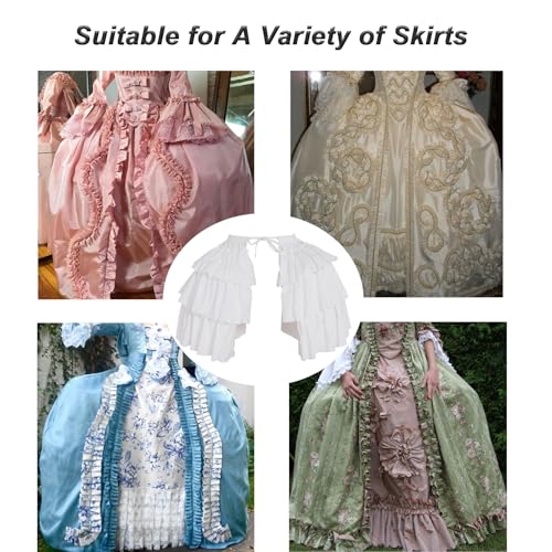 Baroque Pannier Petticoat Rococo Bustle Hoops Ruffled Cages Skirt Cosplay Lolita Underskirt Crinoline for Women(white black)3