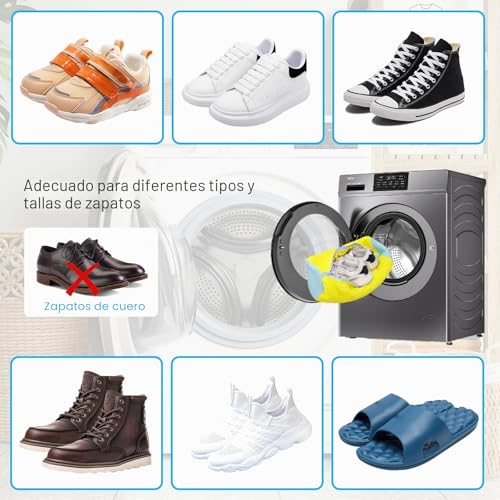 Miniatura 4 de Yamaiduo 2 Piezas Bolsas Para Lavar Zapatillas En Lavadora, Reutilizable Malla 360 Bolsa Lavadora Zapatillas Con Cremallera, Funda Para Lavar Zapatos En Lavadora Para Todo Tipo De Calzado, Amarillo