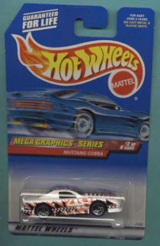 Mattel Hot Wheels 1999 1:64 Scale Mega Graphics Series White & Black Ford Mustang Cobra Die Cast Car 2/4