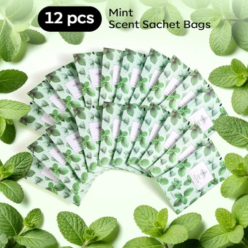 Image of MYARO 20 Pack Peppermint Scented Sachets for Drawer Closet & Car - Mint Air Freshener Bags for Small Space, Storage Bag, Trash Cans Home Fragrance