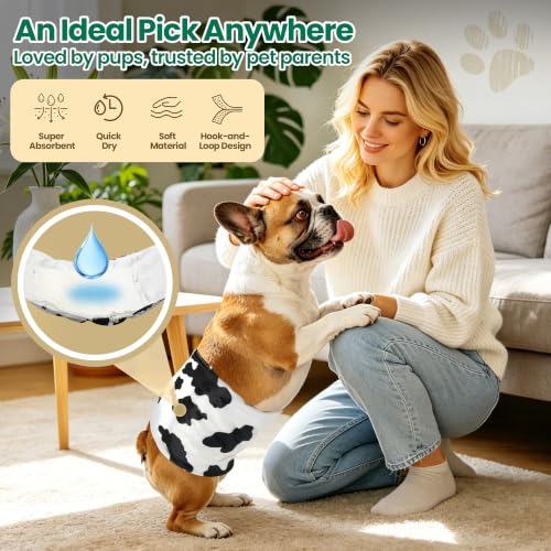 Image of IMMCUTE Small Dog Diaper Liners, 100 Count, Ultra Absorbent Booster Pads with Hook & Loop, Non-Slip Disposable Pads for Male Belly Bands, Female Dogs in Heat & Incontinence