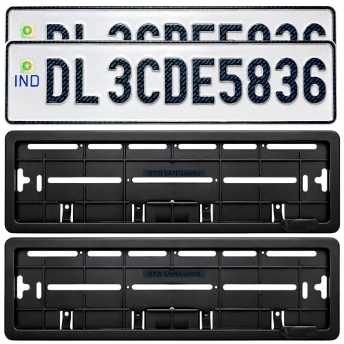 Image of Moto Utility Car Number Plate Set with Frames | Front & Rear | Premium Aluminium Die Pressed Plate | Customizable Registration Plate | Universal Fit | Fancy Use | 1 Year Warranty