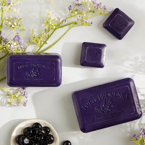 Image of Pre de Provence Artisanal Soap Bar, Enriched with Organic Shea Butter, Natural French Skincare, Quad Milled for Rich Smooth Lather, 8.8 Ounce, Black Currant
