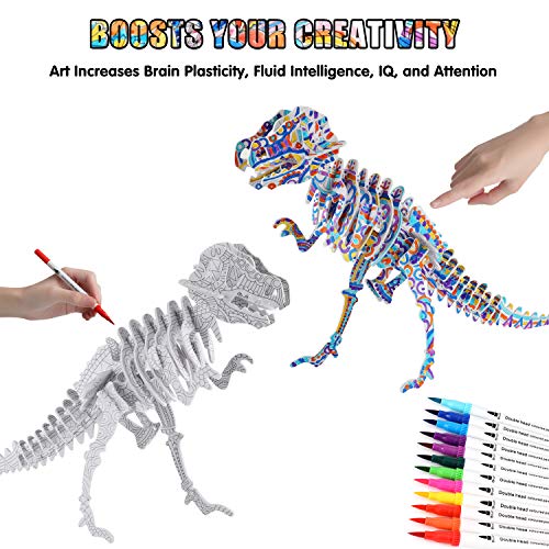 3D Coloring Puzzle Set, Arts and Crafts for Girls and Boys Age 6 7 8 9 10 11 12 Year Old, Fun Educational Painting Crafts Kit with Supplies for Kids, Birthday Toy Gift for Kids