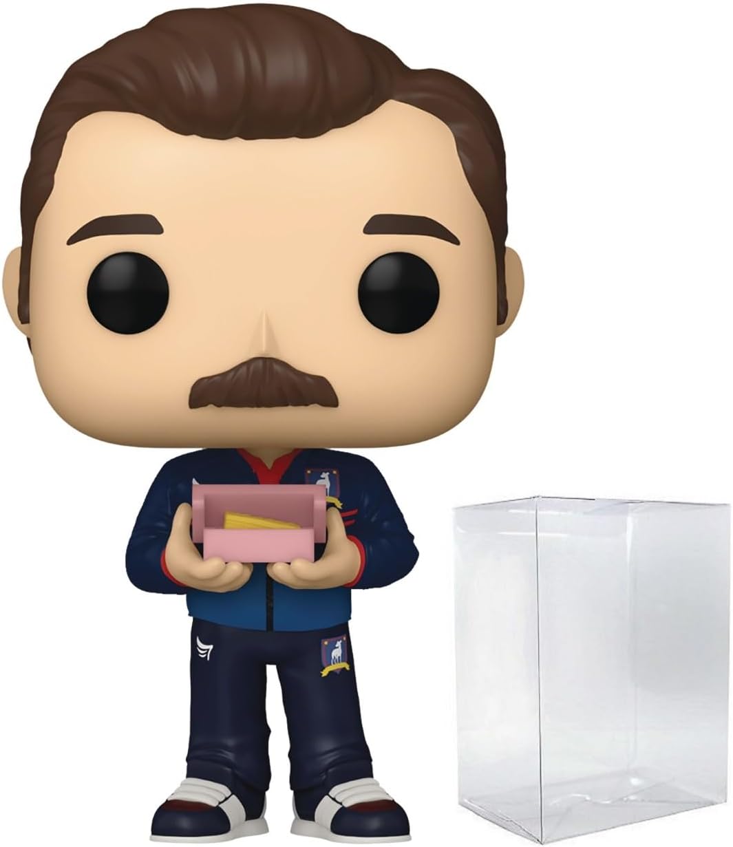 POP TV: Ted Lasso - Ted Lasso with Biscuits Funko Vinyl Figure (Bundled with Compatible Box Protector Case), Multicolored, 3.75 inches