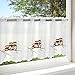 Produktbild Kamaca Bistrogardine Küchengardine Fertiggardine VERGNÜGTE EULEN - Familie Weisses Voile mit Gestickten Eulen (H/B 45x115) Scheibengardine (Bistrogardine 45 x 115 cm)