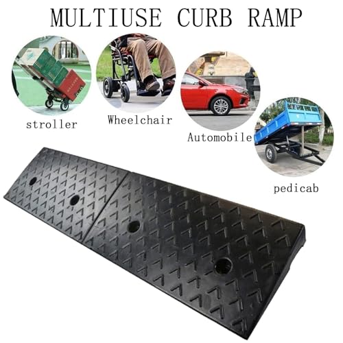 Rampas para bordillo de entrada, rampas bajas para automóviles, 100 x 25 x 10 cm, rampa antideslizante de caucho, para motocicletas y entradas, para muelles de carga, garajes y aceras miniatura 6