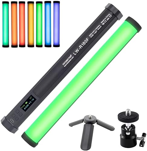 Varita de luz LED de mano RGB, 2500K-9900K, luz de fotografía regulable, con 21 efectos de escena/360° a todo color/1300 lúmenes/CRI 97+ para fotografía de vídeo (adaptador de zapata caliente) Cover