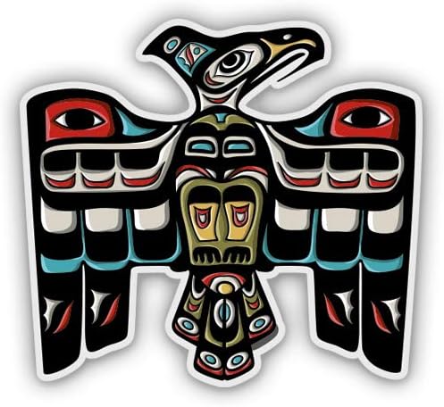 GT Graphics ExpressTotem Eagle Native Pacific Northwest - 3" Vinyl Sticker - for Car Laptop Water Bottle Phone - Waterproof Decal