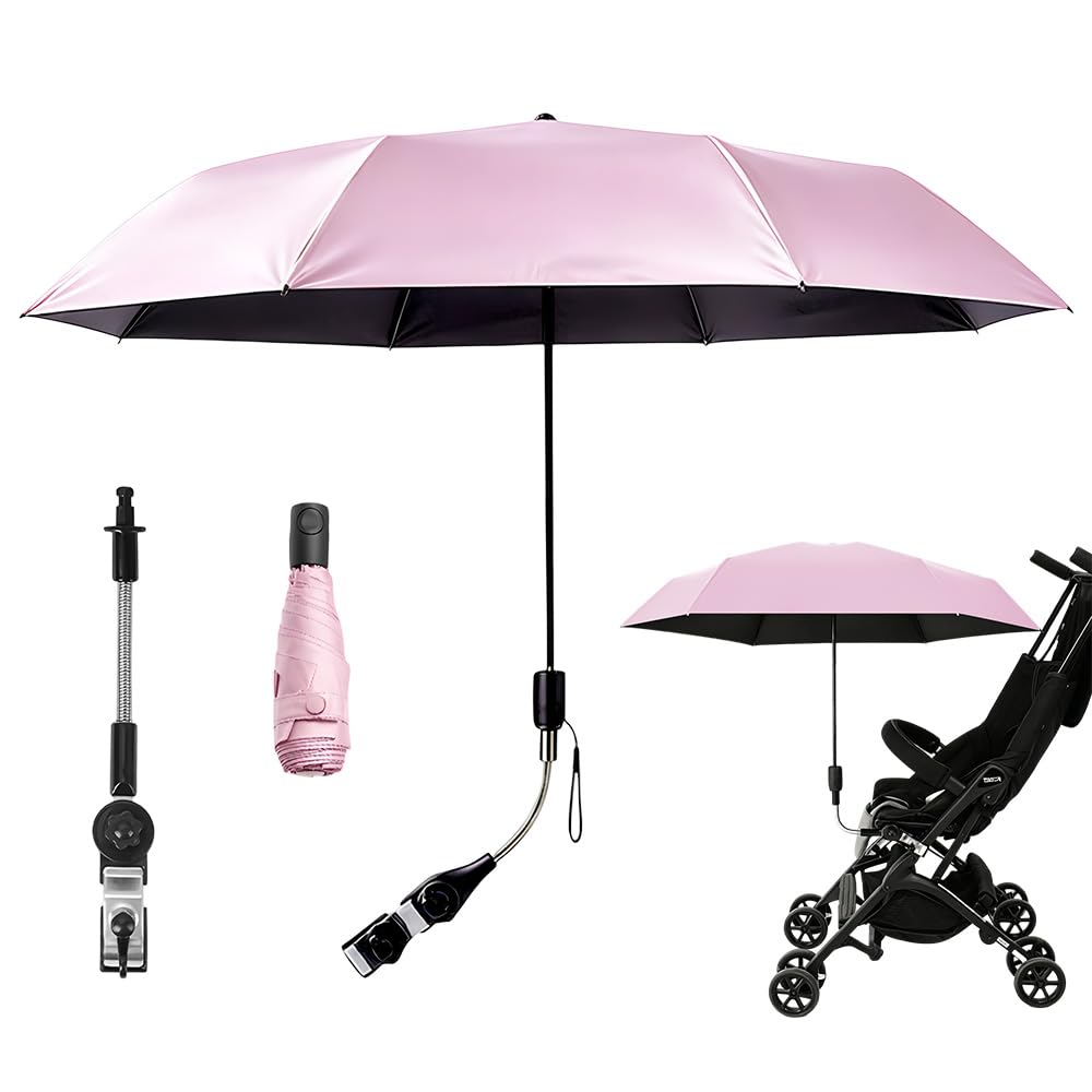 Ombrelle Universelle Pour Poussette, Parapluie De Protection Solaire Pour Landau, Parasol Anti UV 50+ Pour Landau, Parasol Poussett Bébé Universelle, Pour Poussette Et Buggy, Flexible Et Orientable
