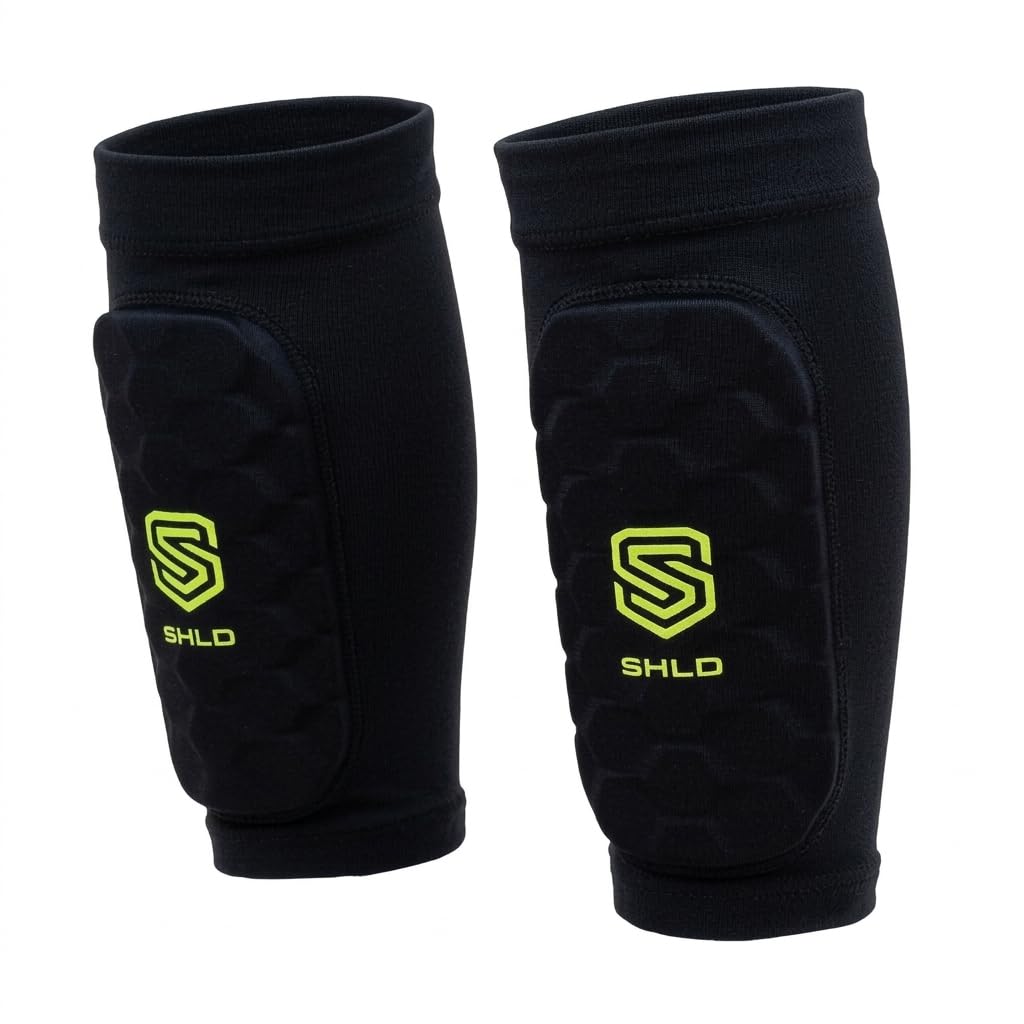 SHLD Sports Kids Shin Pad Sleeves Ages 3-5, Ultra Light Protective Football Built-in Shin Guard Sleeves for 3 4 5 Year Old Children Boys & Girls (Small)