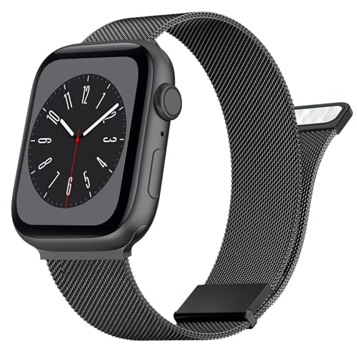 meliya straps compatible with apple watch band 38mm 40mm 41mm 42mm 44mm 45mm 46mm 49mm women men, adjustable mesh loop magnetic milanese strap for iwatch series 10 9 8 7 6 5 4 3 2 1 se