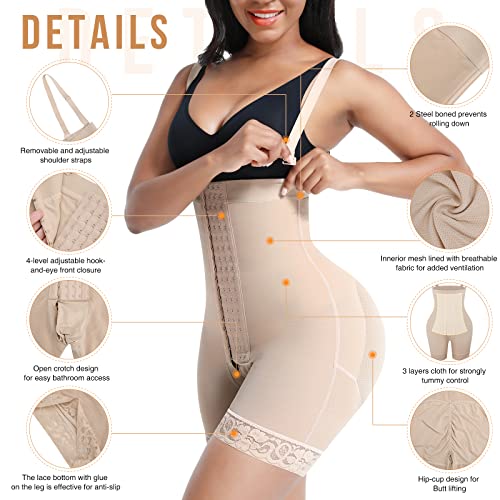 Feelingirl Body Shaper For Women Butt Lifter Shapewear Tummy Control Waist Slimmer Thigh Shaper Faja Shorts Beige L #TOP3