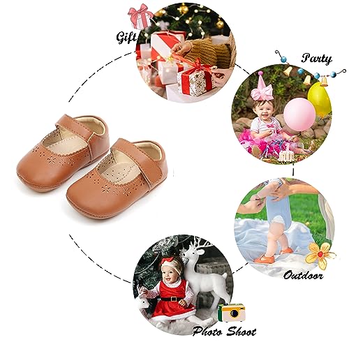 image for Felix & Flora Soft Sole Brown Baby Dress Shoes - Infant Baby Walking S