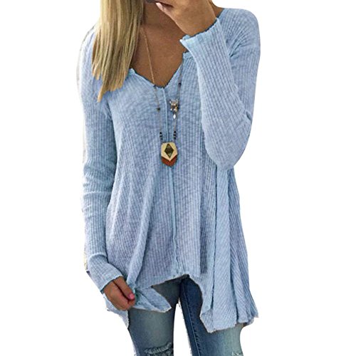 Inlefen Mujer Saltador Prendas Punto Escote V Jumpers Mujer Tejer Pullover Otoño Invierno Sayo Tops Largo Manga Escote V Camisa Sobredimensionado Cover