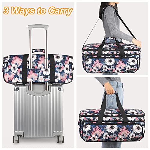 Double-Layer Carrying Case For Cricut Maker, Maker 3, Explore Air 2, Explore 3, Die Cut Machine, Water Resistant Carrying Bag With Cutting Mat Pocket, Storage Tote Bag For Tools Accessories, Floral #TOP5