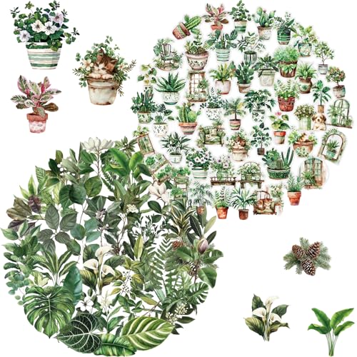 Tisaindor 100 Pcs Transparent Green Plant Stickers