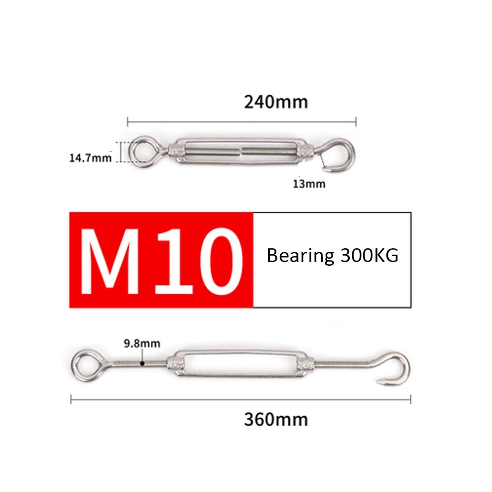 Tensor de Cable con Tensor de Cadena, Herramienta de conexión de tensión de Cuerda de Alambre, Tensor de Ojo de Corchete de Acero Inoxidable 304, Varios tamaños(M5)