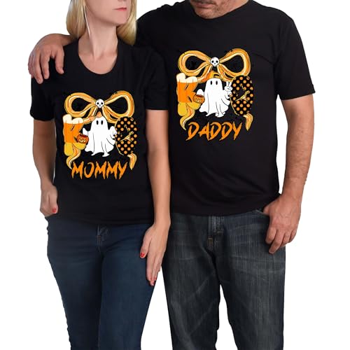 Ghost Couple Outfit,Cute Spooky Pumpkin Boo Tees,Funny October Halloween Apparel,Party Matching Halloween Tees,Handmade Decorated Tops, Handmade Decorated Tops