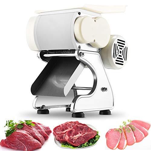 NEWTRY 3.5mm Electric Meat Cutter Slicer Food Cutting Fish Slicing Machine Stainless Steel 350lb/h for Family Kitchen Deli Store (110V US Plug)