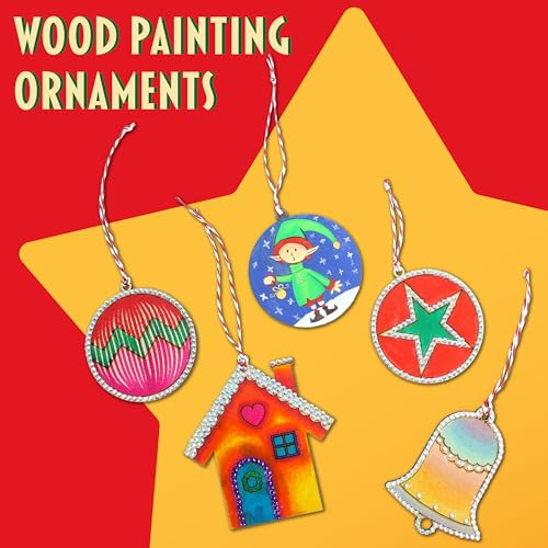 Image of Butterfly EduFields Santa's Craft Shop Christmas Activity Kit | Holiday Arts & Crafts Set for Kids Ages 4+ | Make 20+ Ornaments with Wood Painting, Bead Crafts & Gem Art | Creative DIY Christmas Decoration Kit