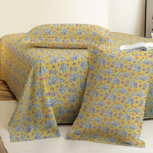 Image of Weave & Decor Soft Comfortable 144 TC 90x90 inches Printed Cotton Double Bed Bedsheet with Two Pillow Covers