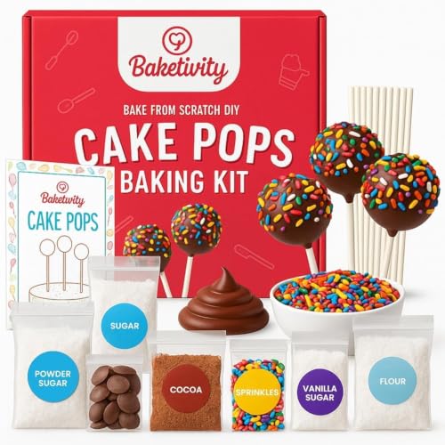 Baketivity DIY Cake Pop Kids Baking Kit with Pre-Measured Ingredients
