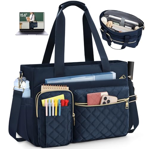 Image of SDYSM Teacher Tote Bag 15.6 inch Laptop Bag Work Bags for Women Nurse Tote Professional Computer Messenger Shoulder Bags Laptop Briefcase for Office, College, Nursing, Dark Blue