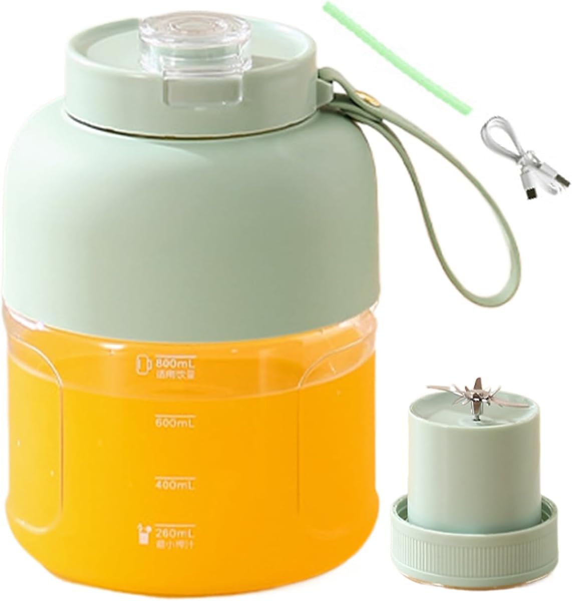 Frullatore portatile ricaricabile, grande estrattore personale senza fili, utensile per frutta e verdura per succhi frullati bevande cibo viaggio spiaggia sport casa