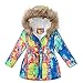 Manteau pour Filles Hiver Vestes Rembourrées à Capuche Coupe-Vent Vêtements D'extérieur Manches Longues Hauts pour Enfants Blouson Capuche Manteau d'hiver (Coloré,150cm)