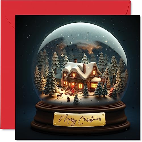 Stuff4 Weihnachtskarten für Damen und Herren – Schneekugel –...