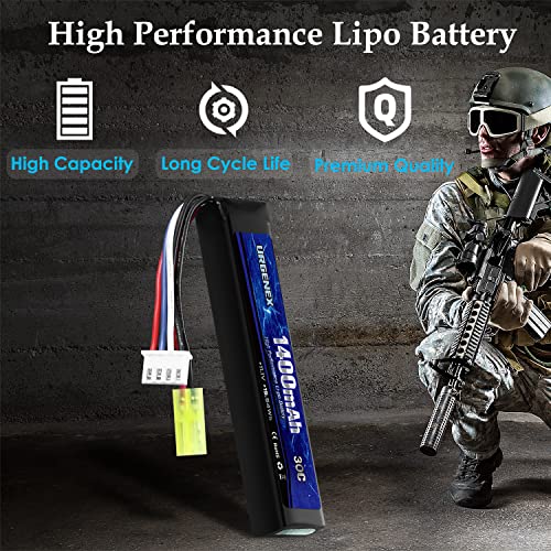 URGENEX Airsoft Battery 11.1 V 1400 mAh Lipo Battery with Mini Connector 30C High Discharge Rate Rechargeable 3S Lipo Battery for Airsoft - Image 4