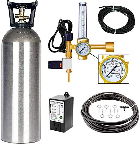 Grow Crew Hydroponic CO2 Enrichment Kit | Includes 20 lb Aluminum CO2 Tank, Carbon Accelerator C02 Regulator, Atlas 7 CO2 PPM Monitor and Active Air Rain System to Shower Your Plants with CO2