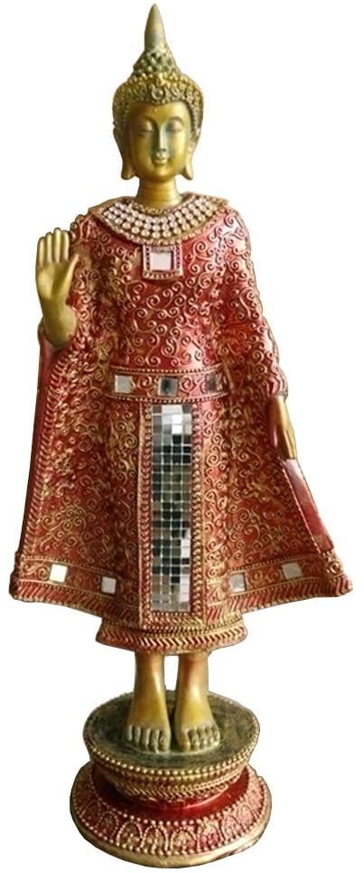 ZEELYDE Statue Bouddha,Statue de Bouddha thaïlandaise, Statue de Bouddha Debout Bouddhisme Zen Décoration de Bureau Religieuse Artisanat Bouddhiste Croyants...