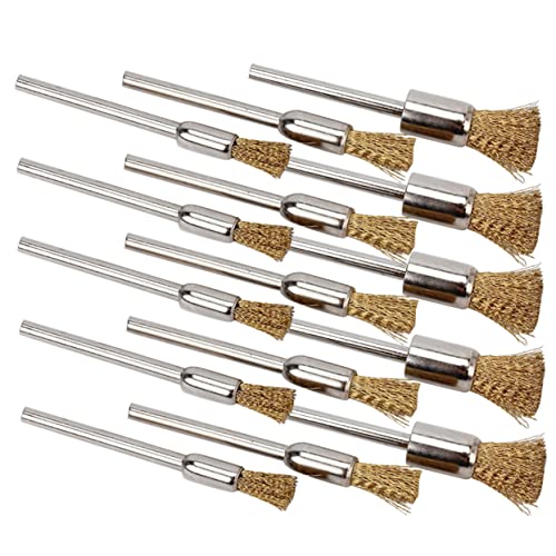 Hohopeti 15pcs Copper Wire Brush Handle Electric Grinding Mini Metal Wire Wheel Brush Cleaning Tools