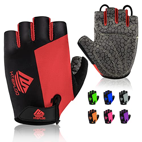 HTZPLOO Bike Gloves - Half Finger Cycling Gloves...