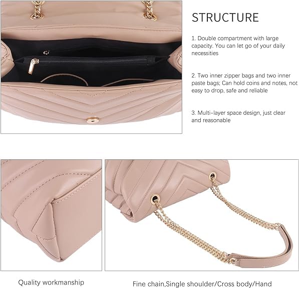 MECOLOR Women’s Fashion Crossbody Bags Lightweight Adjustable Chain Strap Quilted Designer Popular Handbags Shoulder Bag 6