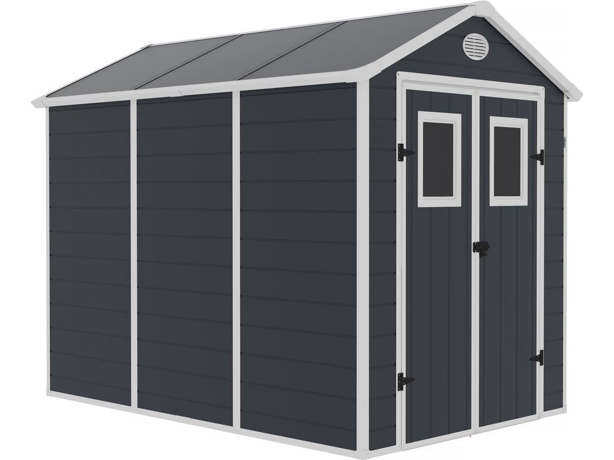 Habitat et Jardin - Abri de Jardin Résine Texas 5.23 m² Anthracite - Ancrages Intérieurs - Antirouille/​Anti-​UV
