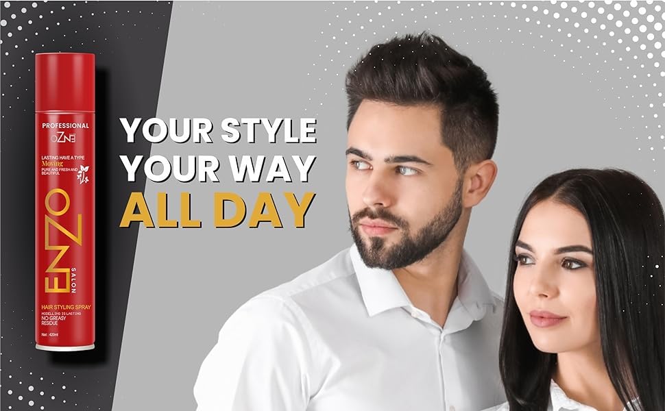 Image of Nova & Enzo Hairspray - Hairstyling Tool for Shine & Long Hold Hair Spray (Set of 2 Hair Spray) 400ML + 420ML