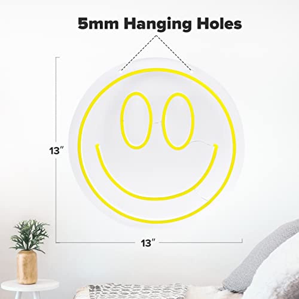 Insegna al neon con faccina sorridente, cartello al neon in acrilico, per camera da letto, camera dei bambini, centro commerciale, bar, feste, decorazione per matrimoni (40 cm, arancione
