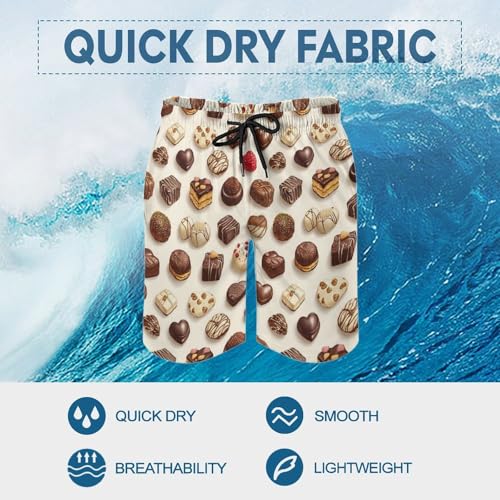 Hawaiian Shorts for Men - Comfy Chocolate Cake Print Mens Swim Trunks Bathing Suits with Mesh Lining3
