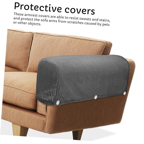 Fundas de reposabrazos para sofá de color plata Mobestech de protección elástica duradera 8