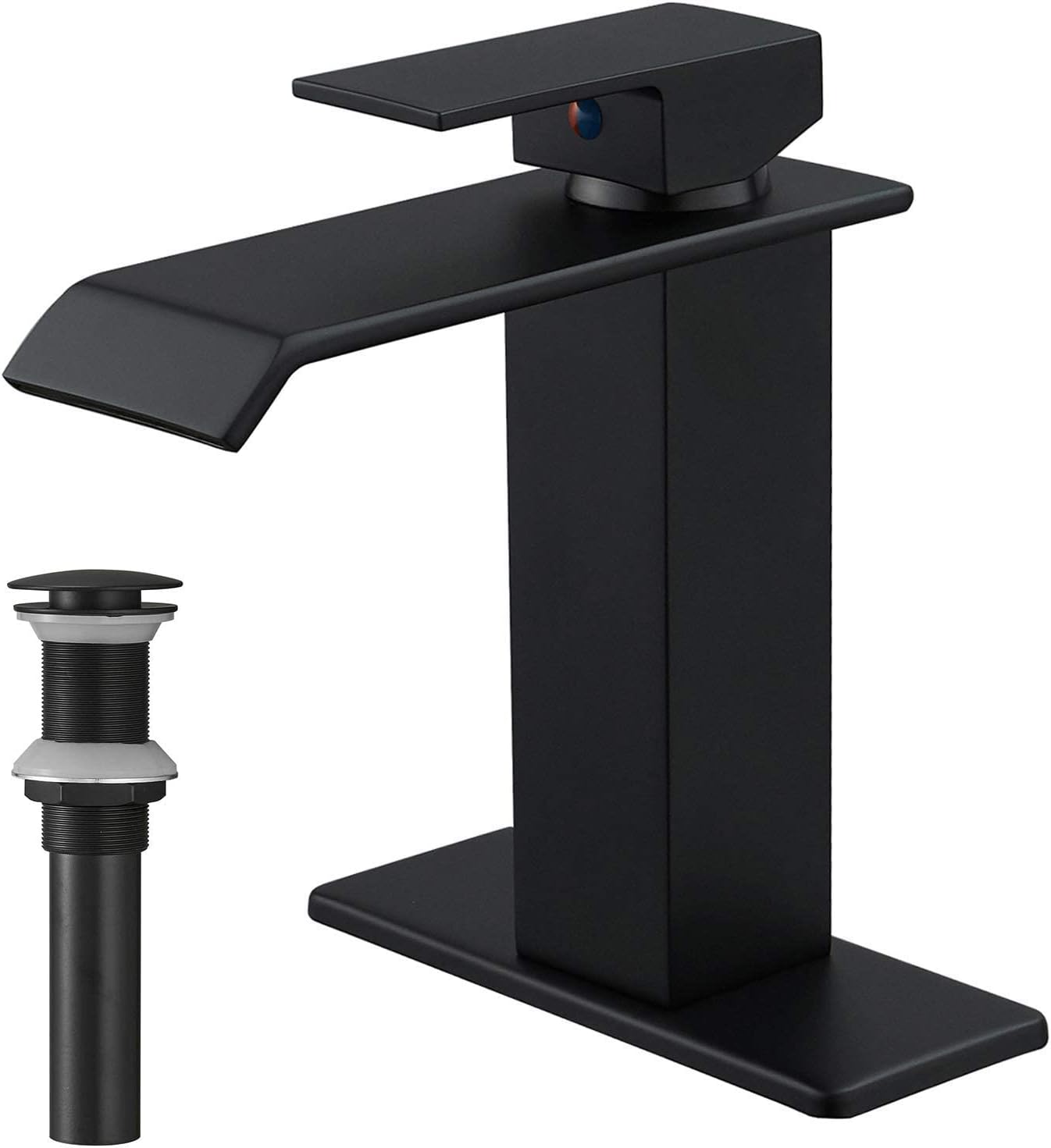 Homevacious Black Bathroom Sink Faucet Waterfall Single Handle Single