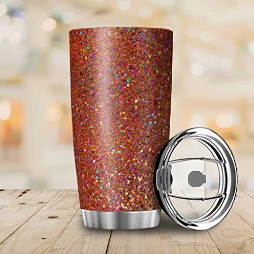 Wmeyiseyiy Taza térmica de acero inoxidable rosa brillante, 20 onzas, aislada al vacío, taza de café con tapa… - Imagen 5