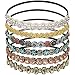 Teenitor 6pcs Rhinestone Beaded Headband, Elastic Jewelry Hair Bands for Lady Women Girl Hair Accessories 20-26.8'' Multicolor