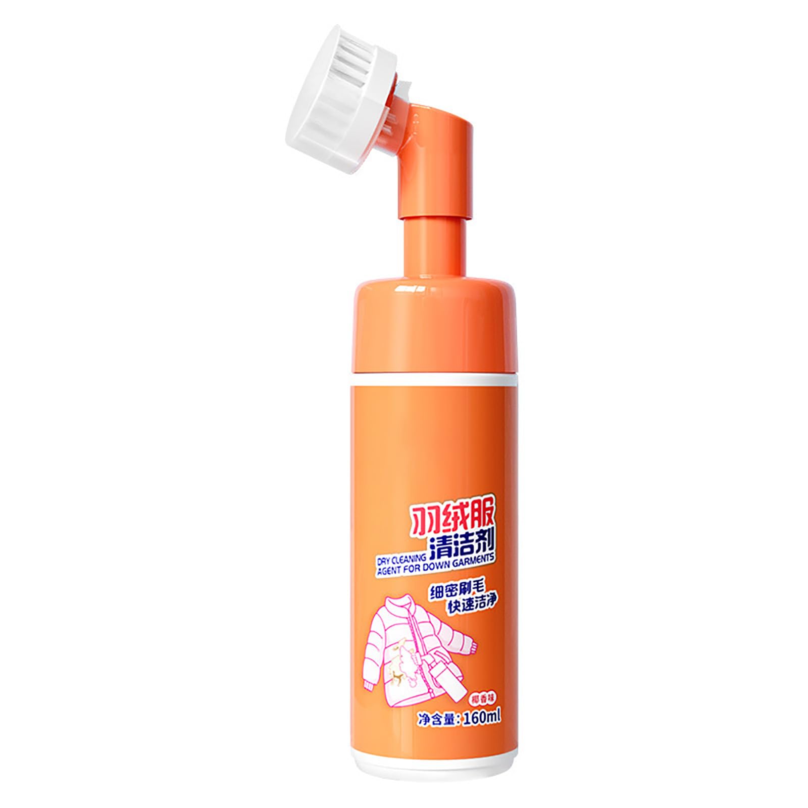 Środek do czyszczenia na sucho kurtki puchowej, 160 ml kurtka puchowa do czyszczenia suchej pianki, odzież puchowa szybki środek czyszczący bez mycia z główką szczotki, wielofunkcyjny środek do